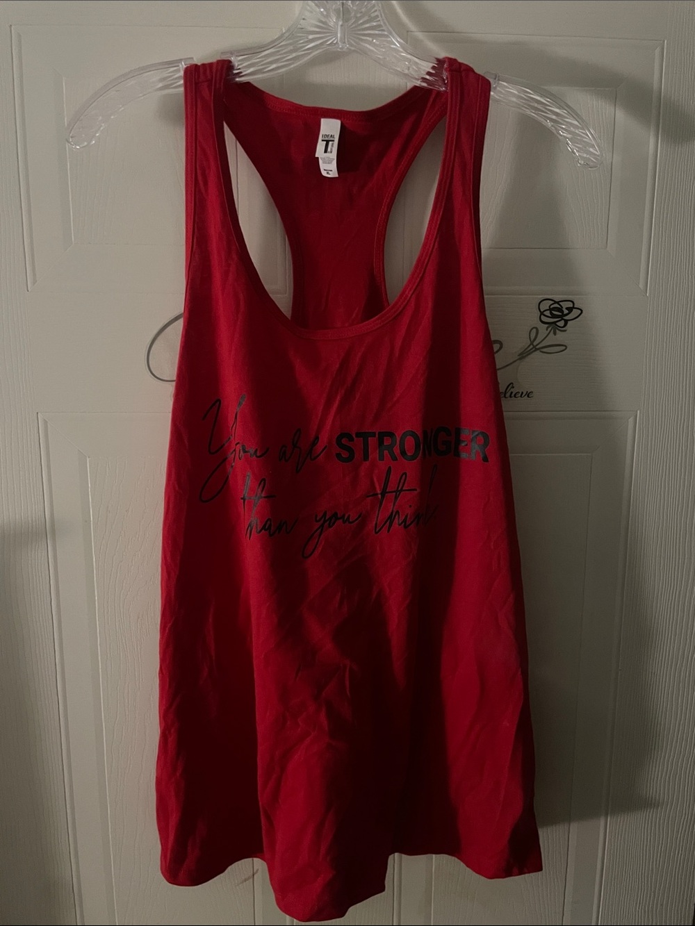 Red Racerback Tank Top with 'STRONGER' Print - Ideal T